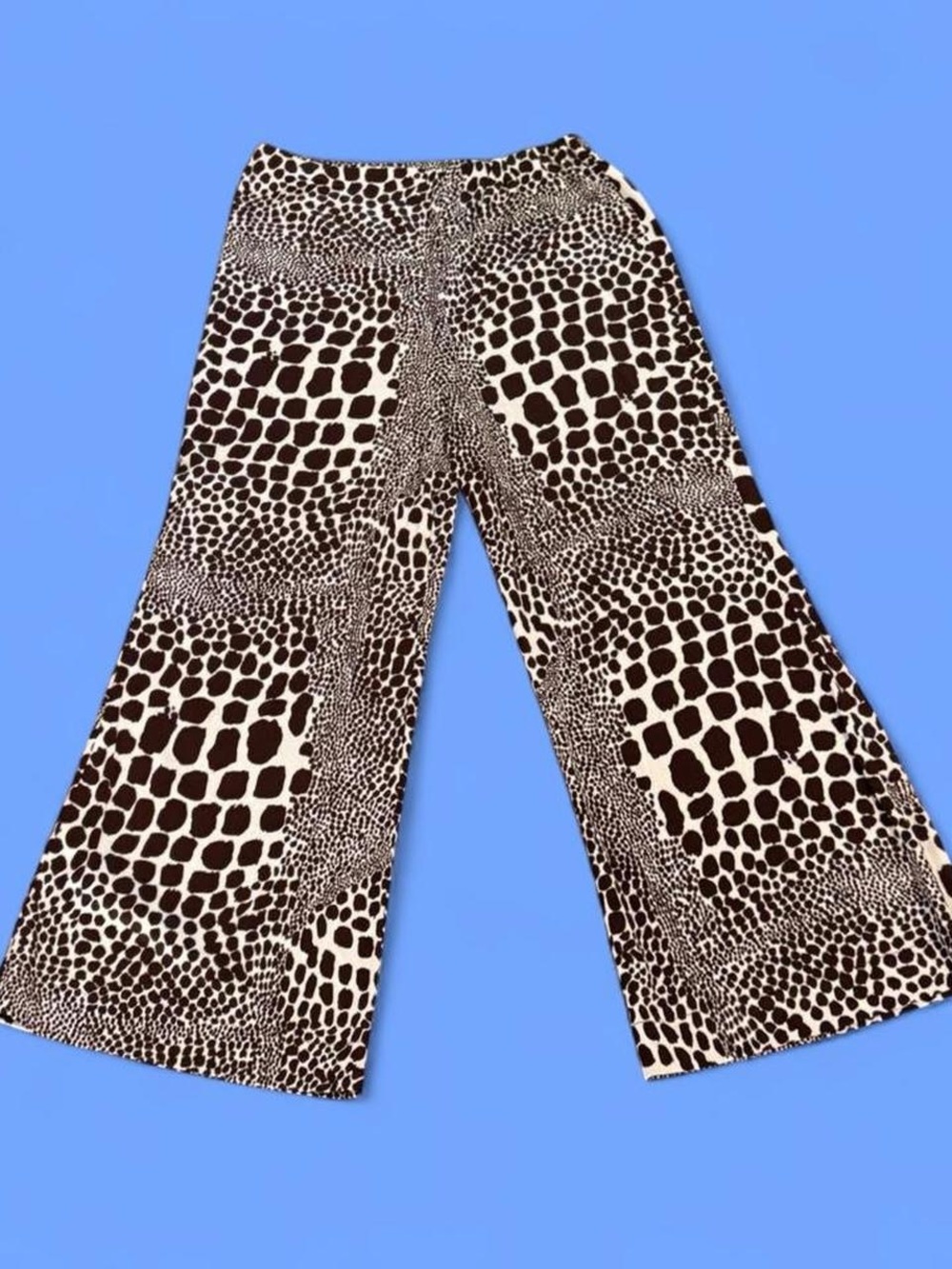 Wide-Leg Animal Print Pants - brown & White